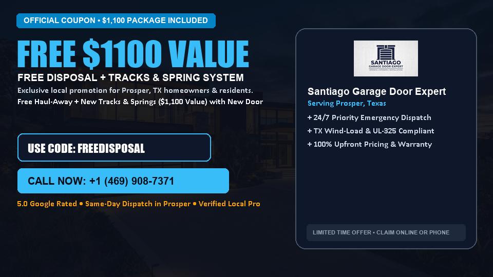 FREE Old Door Haul-Away & Heavy-Duty Tracks in Prosper, TX - Santiago Garage Door Expert