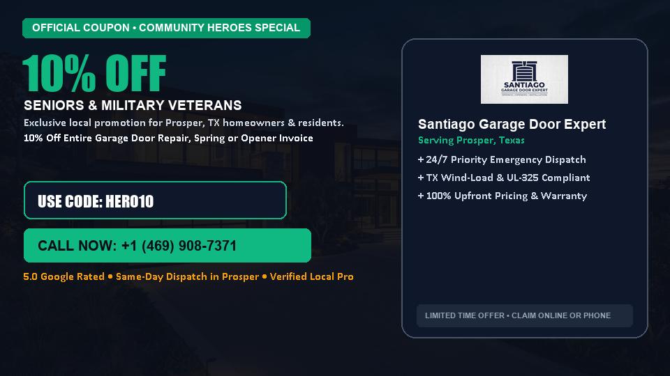 10% OFF Senior, Military & First Responder Discount in Prosper, TX - Santiago Garage Door Expert